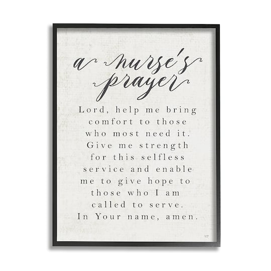 Stupell Industries A Nurse's Prayer Inspirational Office Faith Framed Wall Art